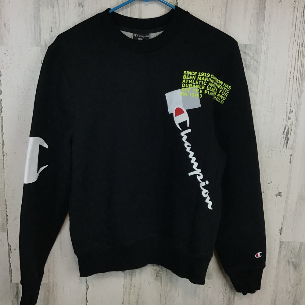 CHAMPION Super Fleece 2.0 Behind the Label 1919 CREWNECK Black EUC Small